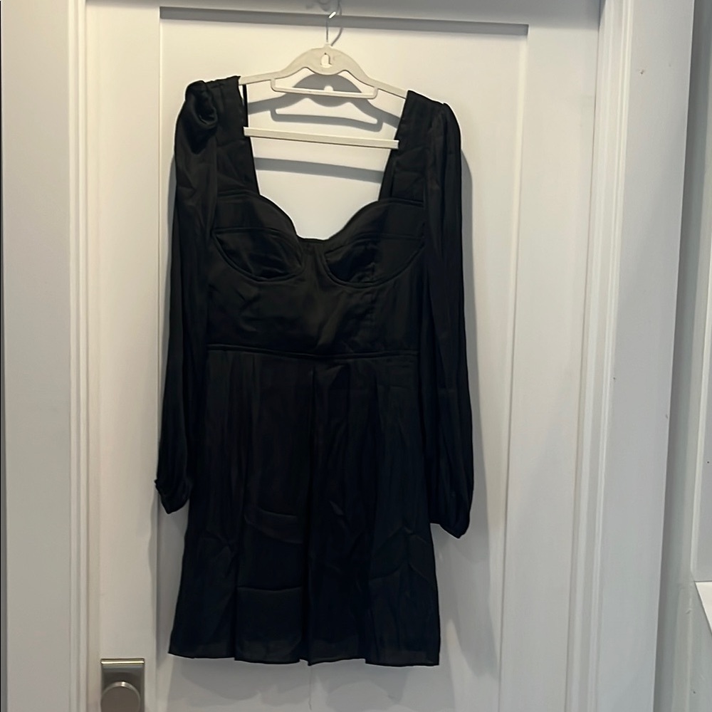 Aqua Black Long Sleeve Sweetheart Sundress